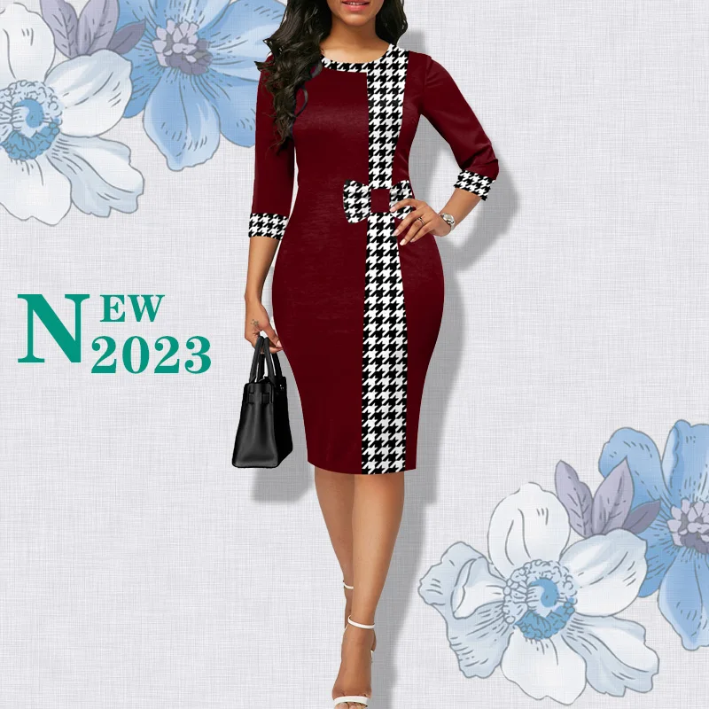 Houndstooth Formal Occasion Dresses Elegant Patchwork Summer Dress Fashion Plus Size Clothes for Women High Waist Party Dresses
Houndstooth Formal Occasion Dresses Elegant Patchwork Summer Dress Fashion Plus Size Clothes for Women High Waist Party Dresses
