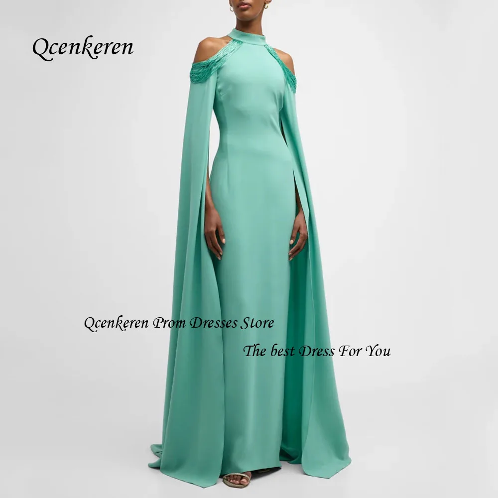 Qcenkern Turquoise Halter Prom Gown Mermaid Crepe Formal Evening Gown Floor-Length Long Sleeve Party Dubai Gorgeous Gowns
Qcenkern Turquoise Halter Prom Gown Mermaid Crepe Formal Evening Gown Floor-Length Long Sleeve Party Dubai Gorgeous Gowns