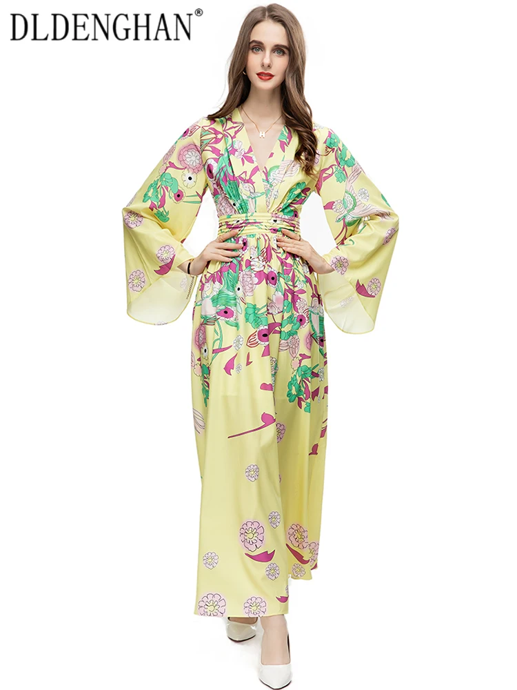 DLDENGHAN Early Autumn Maxi Dress Women V-neck Flare Sleeve Folds Flowers Print Bohemian Vacation Dresses Fashion Designer New
DLDENGHAN Early Autumn Maxi Dress Women V-neck Flare Sleeve Folds Flowers Print Bohemian Vacation Dresses Fashion Designer New