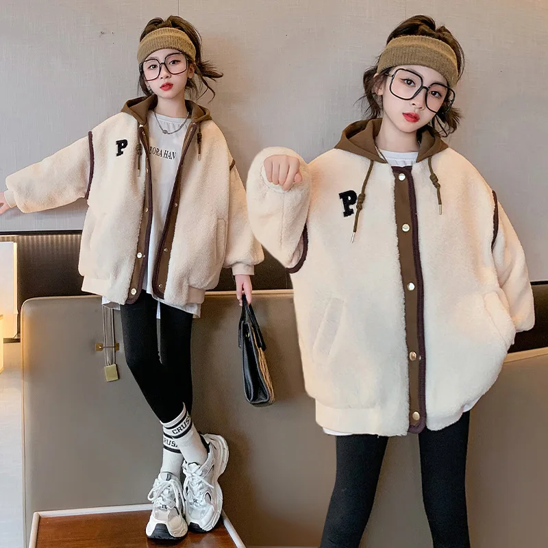 Korean Winter Kids Girl Coat Plus Velvet Fake Two Pieces Junior Girl Coat Hooded Letter Top Teenager Girl Warm Cotton Outwear
Korean Winter Kids Girl Coat Plus Velvet Fake Two Pieces Junior Girl Coat Hooded Letter Top Teenager Girl Warm Cotton Outwear