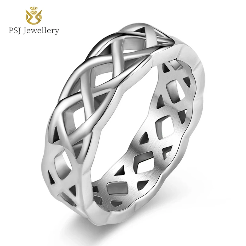 

PSJ Jewellery Fashion 7MM Celtic Vintage Silver / Black / Gold Plated Stainless Steel Rings for Men Women