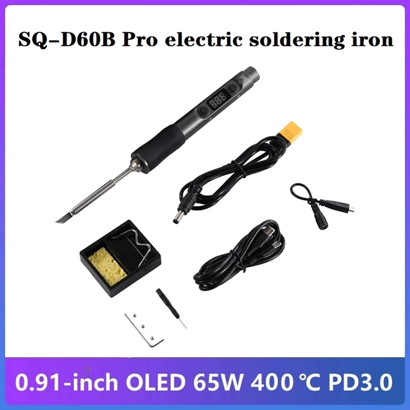 

SQ-D60B Pro 65W Electric Soldering Iron 400 ℃ Thermostatic Adjustable Soldering Iron PD3.0 Outdoor Repair Welding Tool PC+Metal