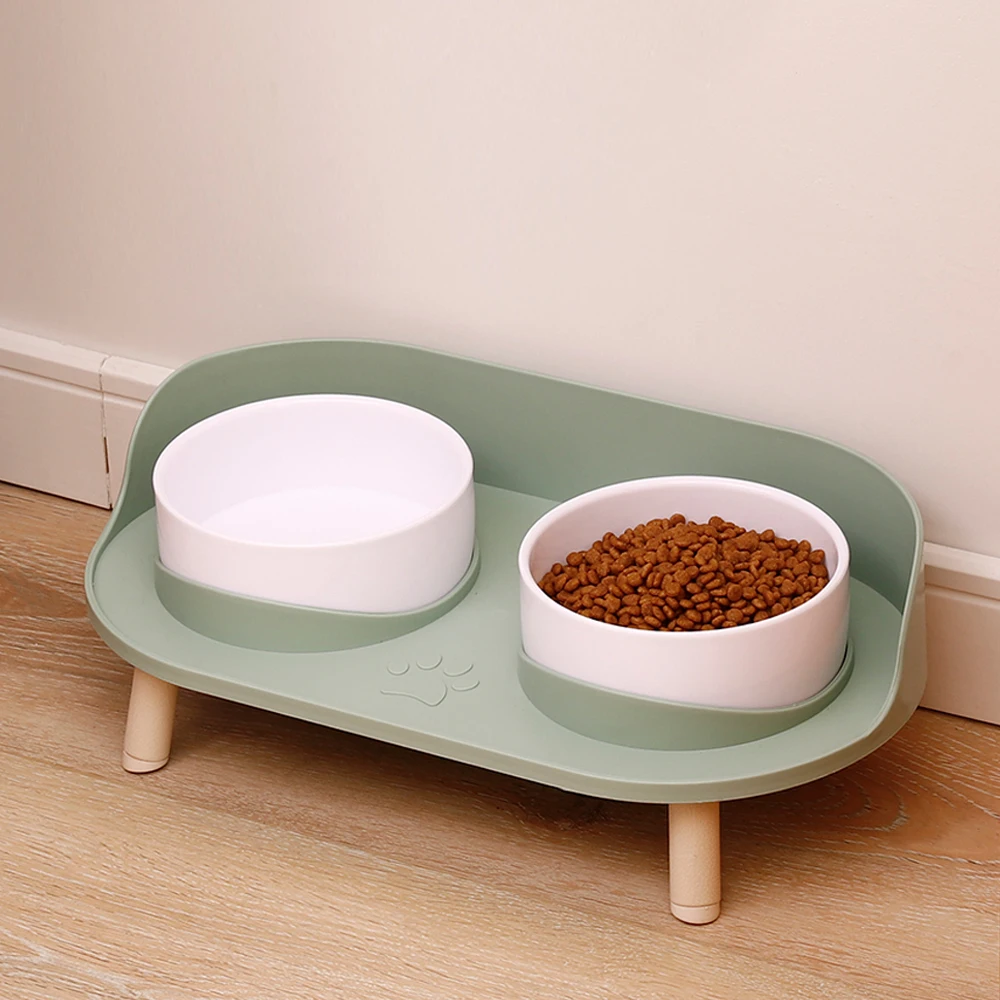 

Dogs Food Feeders Cats Double Bowl Adjustable Height Protecting Cervical Spine Anti Overturning Pet Elevated Drinker Water Dish