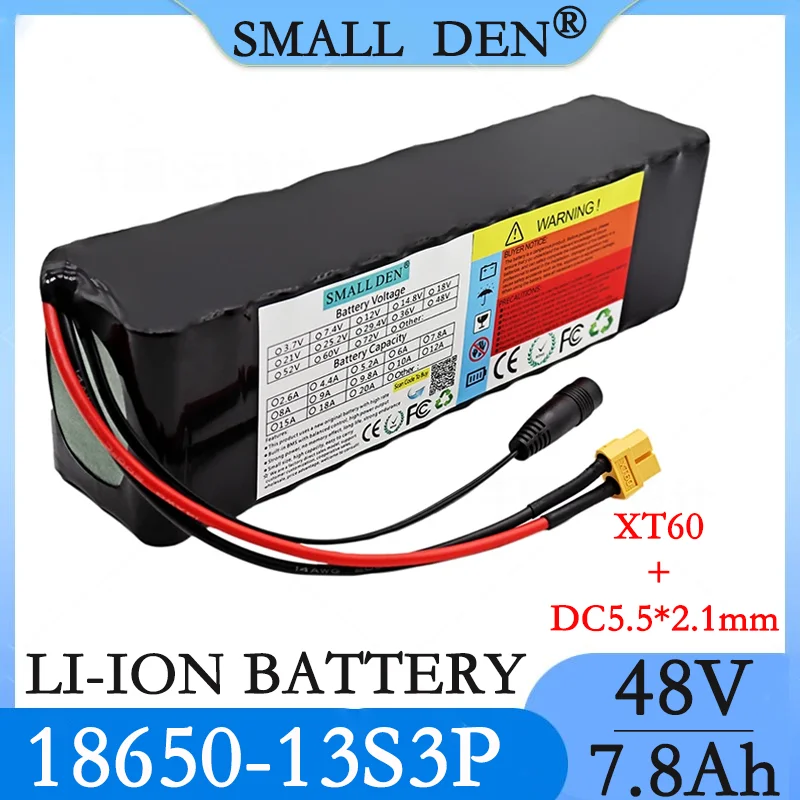 

48V 7.8Ah 18650 lithium ion battery pack 13S3P 500W motor 54.6V Electric bicycle scooter ebike battery Built-in BMS + 2A Charger