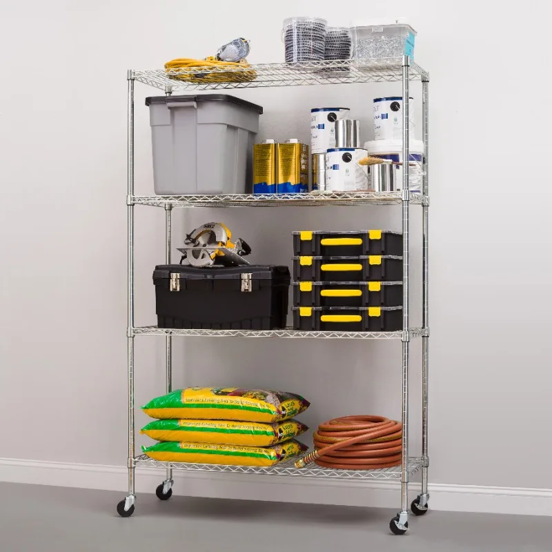 Steel 4-Tier Storage Shelf Unit 75"H x 18"W x 48"D, 2400lb Total Capacity, Chrome
Steel 4-Tier Storage Shelf Unit 75"H x 18"W x 48"D, 2400lb Total Capacity, Chrome