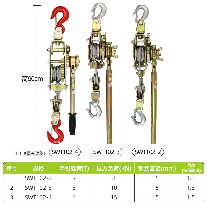 Manual Ratchet Cable Puller Multifunctional Wire Rope Double Hook Tensioner Double Hook 2t/3t/4t Crane Wire Tighten Tool
Manual Ratchet Cable Puller Multifunctional Wire Rope Double Hook Tensioner Double Hook 2t/3t/4t Crane Wire Tighten Tool