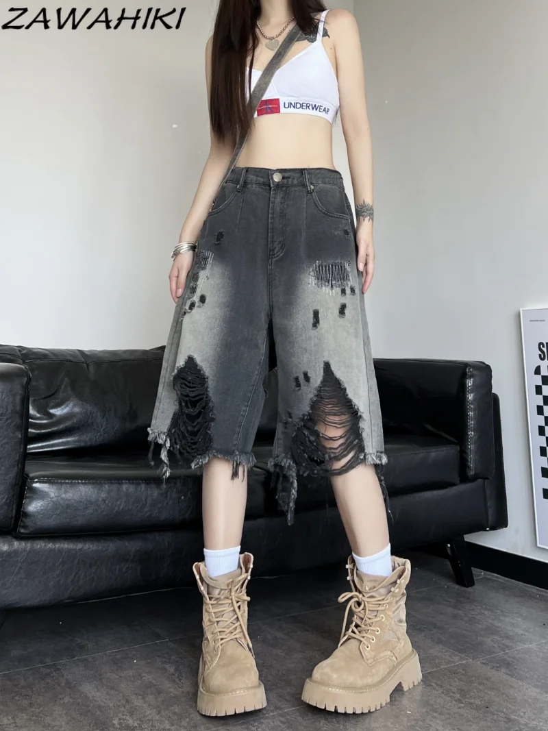 American High Street Vintage Distressed Washed Loose Short Pants Women Hole Grunge Cargo Jeans Chic Streetwear Ropa De Mujer
American High Street Vintage Distressed Washed Loose Short Pants Women Hole Grunge Cargo Jeans Chic Streetwear Ropa De Mujer