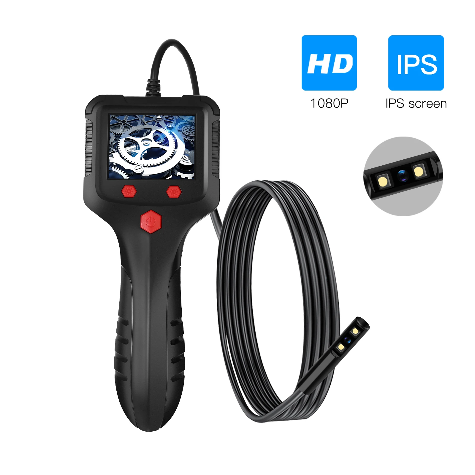 

2.4" IPS Screen Endoscope 1080P HD IP67 Waterproof Camera Rigid Cable Pipe Sewer Car Industrial Inspection Borescope 5.5/8mm