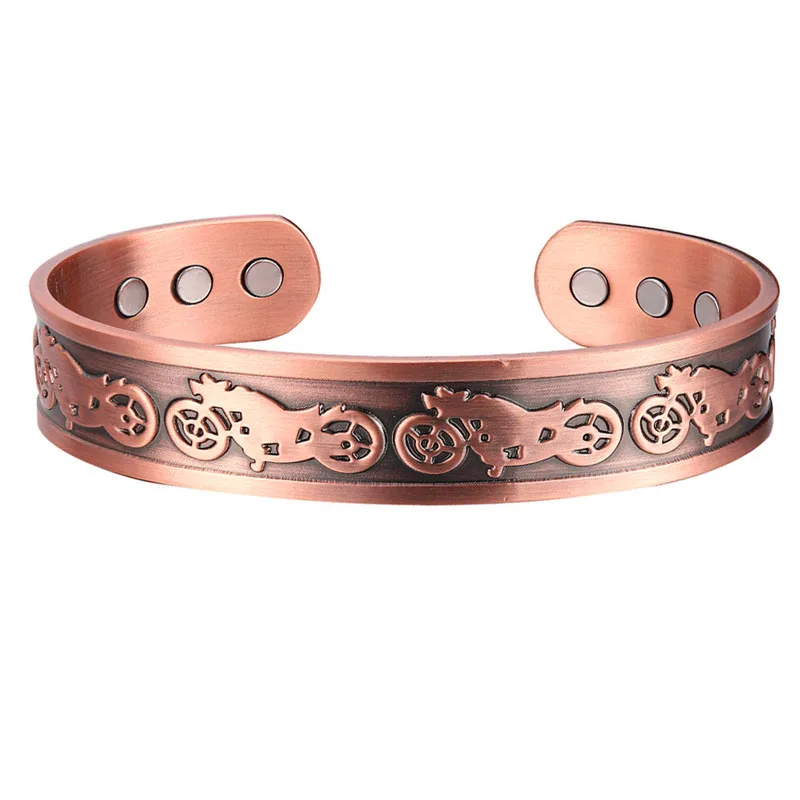 Motorcycle Magnetic Therapy Copper Bracelet Double 3500 Gauss Magnets 17.5 mm Width Pure Copper Bangle for Arthritis Pain Relief
Motorcycle Magnetic Therapy Copper Bracelet Double 3500 Gauss Magnets 17.5 mm Width Pure Copper Bangle for Arthritis Pain Relief