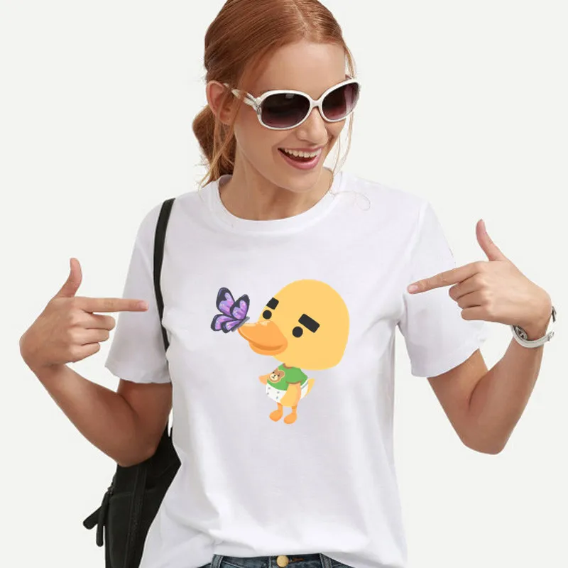 

Kawaii Duck T-shirts Women Cute Cartoon Animals Tshirts O Neck Short Sleeve Print Lady Girl Funny Tops woman tshirt dropshipping