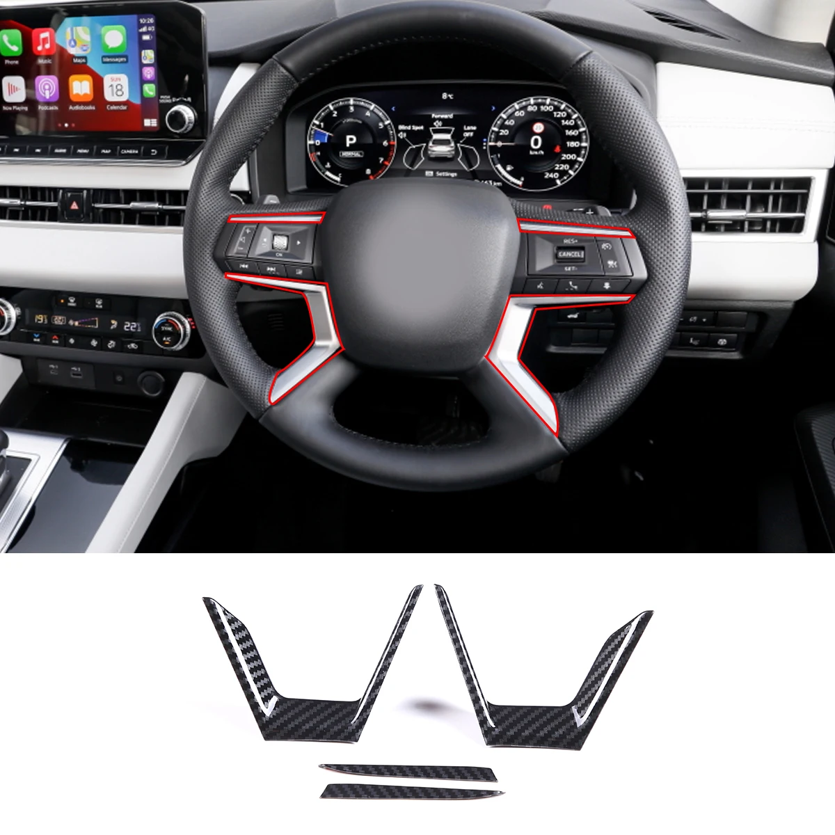 For Mitsubishi Outlander 2022+ ABS Carbon Fiber Car Steering Wheel Panel Decorative Cover Interior Decorative Molding Sticker
For Mitsubishi Outlander 2022+ ABS Carbon Fiber Car Steering Wheel Panel Decorative Cover Interior Decorative Molding Sticker