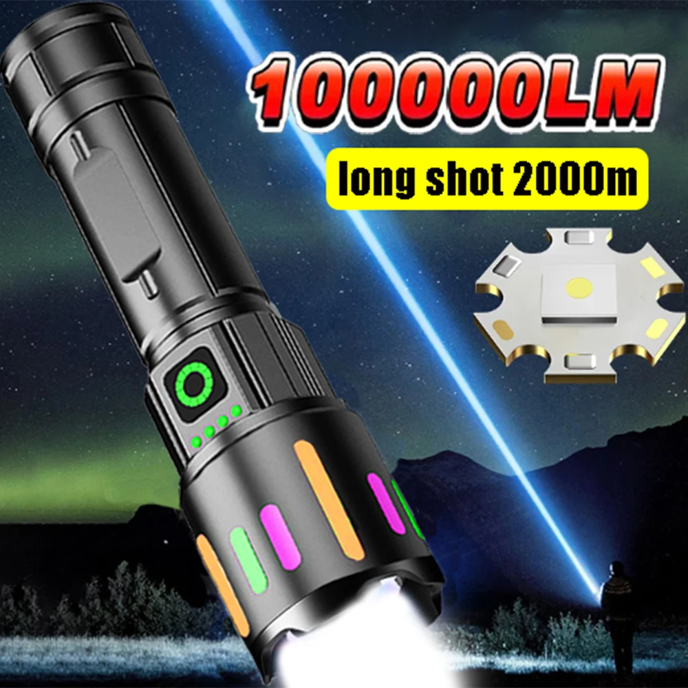

High Power Rechargeable LED Flashlights Super Bright Flash Light Powerful Lantern Camping Torch Outdoor & Emergency Use