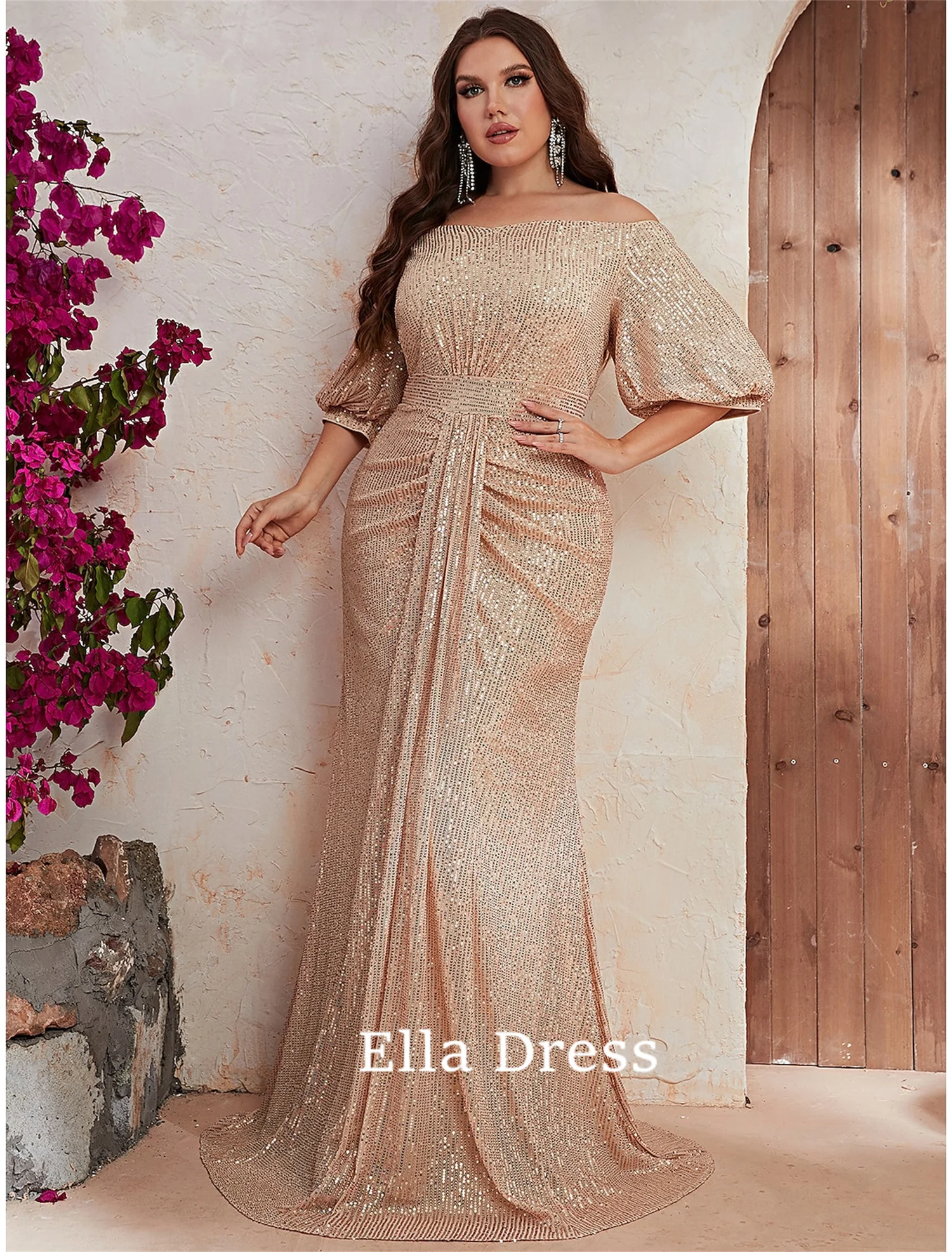Ella A-line Champagne Sparkling Dress With Big Tail and Half-sleeved Off-shoulder Evening Dress Quinceanera Dresses for Prom
Ella A-line Champagne Sparkling Dress With Big Tail and Half-sleeved Off-shoulder Evening Dress Quinceanera Dresses for Prom