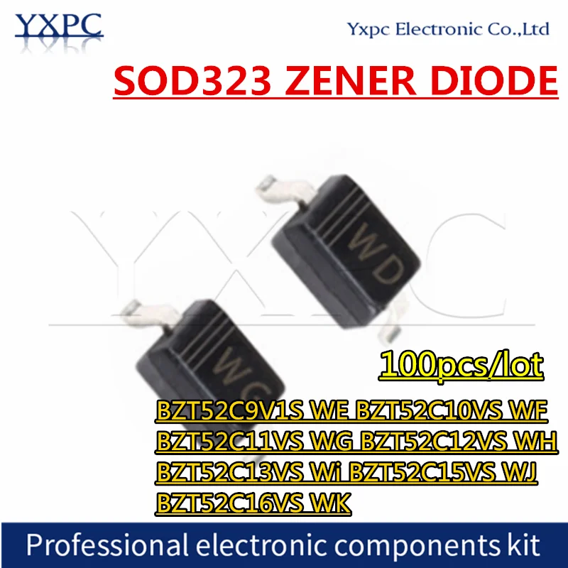 100pcs SOD-323 ZENER DIODE BZT52C9V1S WE BZT52C10VS WF BZT52C11VS WG BZT52C12VS WH BZT52C13VS Wi BZT52C15VS WJ BZT52C16VS WK
100pcs SOD-323 ZENER DIODE BZT52C9V1S WE BZT52C10VS WF BZT52C11VS WG BZT52C12VS WH BZT52C13VS Wi BZT52C15VS WJ BZT52C16VS WK