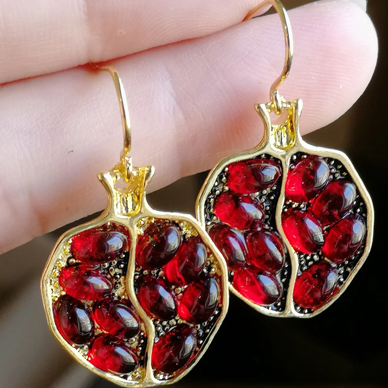 

2023 Cute Women Fruit Pomegranate Dangle Drop Earrings for Women Jewelry Accessories Anniversary Party Girl Gift