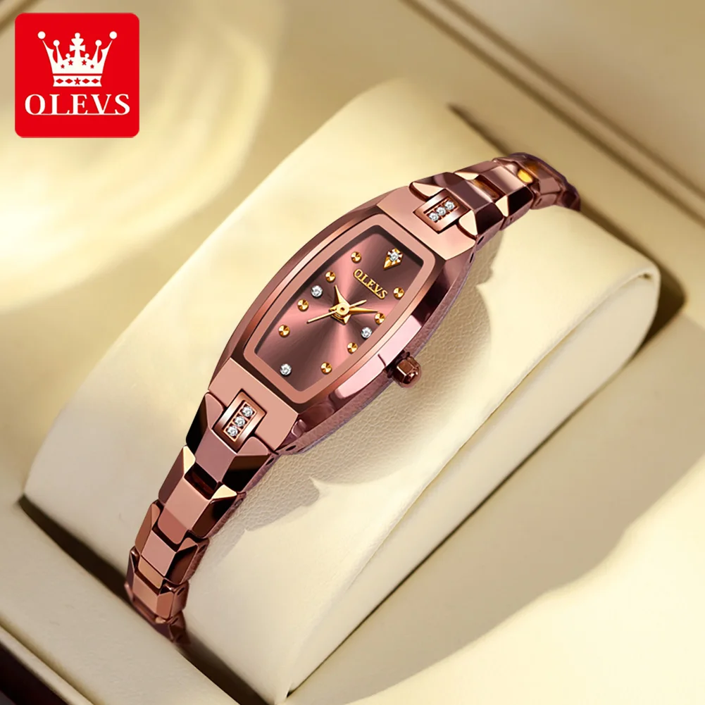 

OLEVS Elegant Quartz Watch for Women Luxury Rose Tungsten Steel Women's Watches Waterproof Ladies Dress Wristwatches Reloj Mujer
