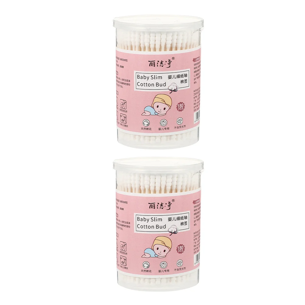 

2 Boxes Cotton Swab Swabs Double-headed Convenient Swaps for Home Multipurpose Multifunction Safety Buds Absorbent Makeup Baby