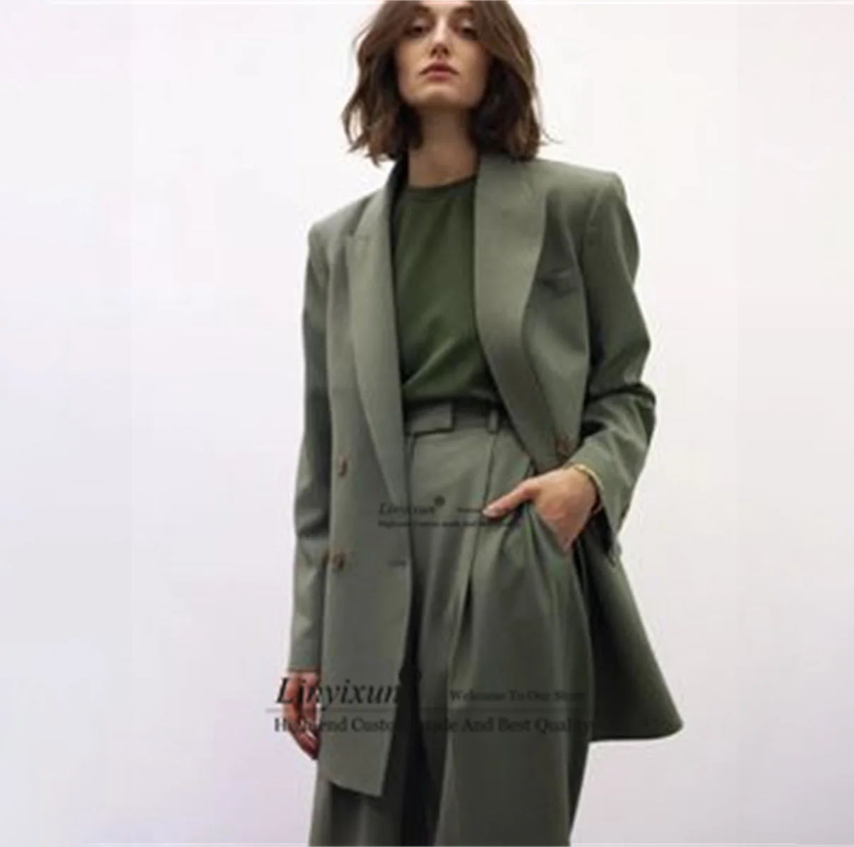 Double Breasted Set Woman Casual Elegant Suits for Women 2 Pieces Peaked Lapel Chic Dress Up Suit Blazer conjuntos de pantalones
Double Breasted Set Woman Casual Elegant Suits for Women 2 Pieces Peaked Lapel Chic Dress Up Suit Blazer conjuntos de pantalones