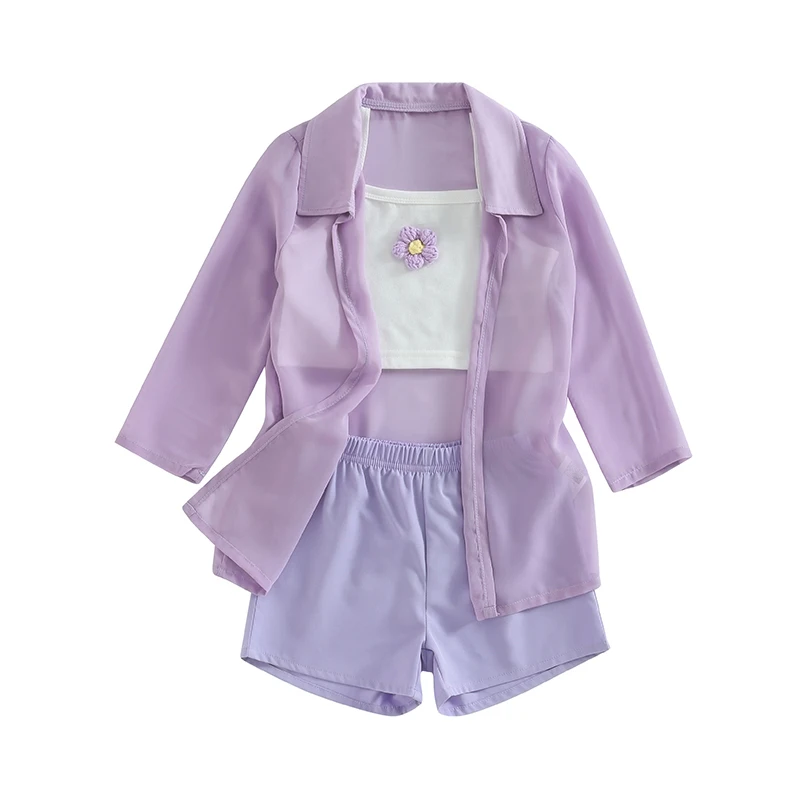 4-7Y Kids Girls Summer Outfit Flower Sleeveless Camisole and Elastic Shorts Chiffon Long Sleeve Shirt Jacket 3pcs Casual Set
4-7Y Kids Girls Summer Outfit Flower Sleeveless Camisole and Elastic Shorts Chiffon Long Sleeve Shirt Jacket 3pcs Casual Set