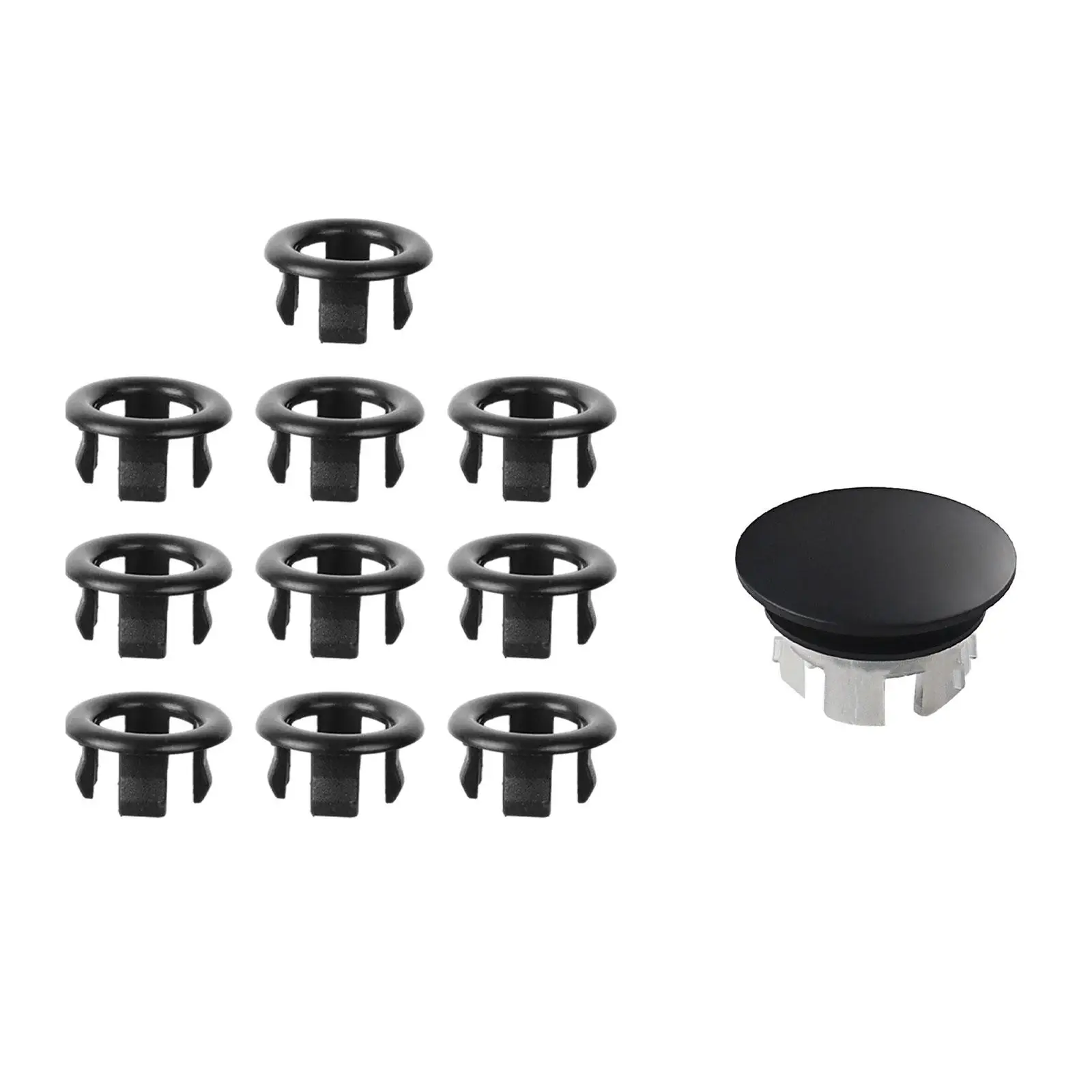 

10x Sink Overflow Trim Ring Drain Overflow Cover Sink Hole Cover Hole Insert Cap for Lavatory Bathroom Bathtub Kitchen Hotel