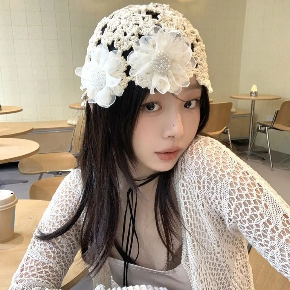 Summer Lace Beret - Breathable Knitted Floral Cap for Women 3 S6a230863534b4a82a1fe43a6e51efa0dD