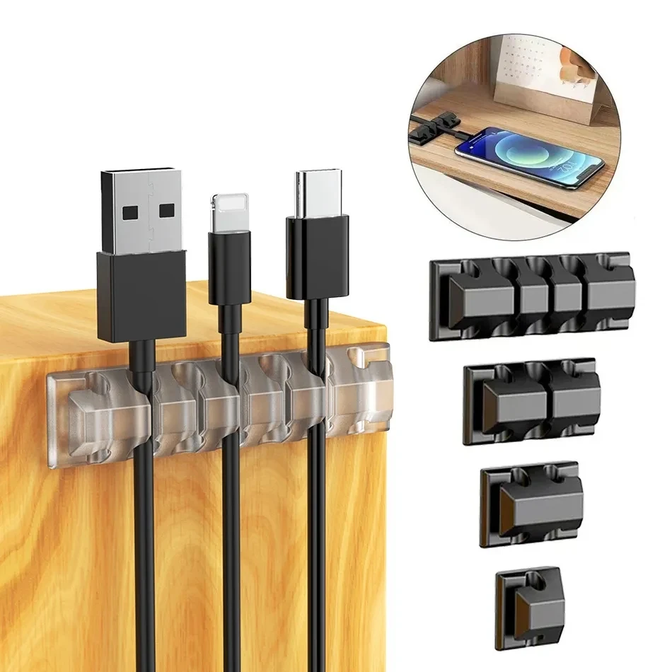 

Cable Holder Cord Organizer Silicone Cable Management USB Winder Desktop Tidy Cable Clips for Mouse Headphone Wire Organizer