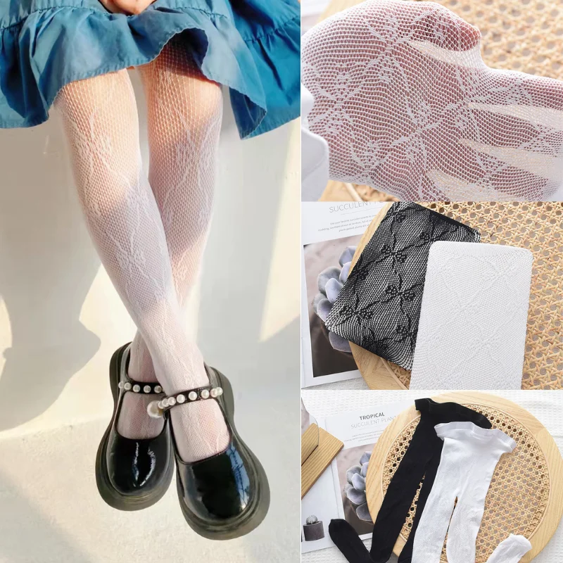 

1 Pair Lace Fishnet Stocking Sock for Kids Girl Sweet Pircess Bowknot Style Tight for Girl Summer Soft Breathable Pantyhose