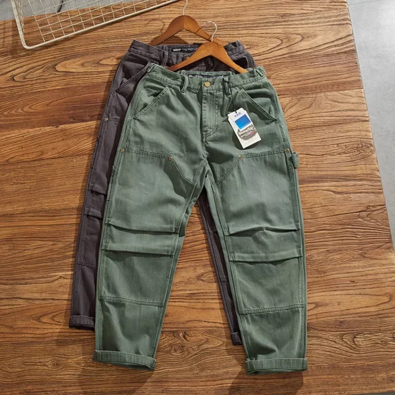 

May Khaki retro heavy cargo pants men three-dimensional cut fashion American casual classic replica lumberjack