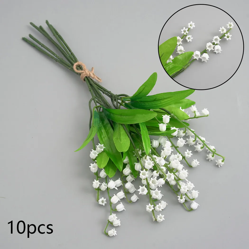 10pcs Artificial Flowers Lily Of The Valley Fake Plastic Lily Flower Bridal Bouquet Wedding Party Decor Flores Artificiales
10pcs Artificial Flowers Lily Of The Valley Fake Plastic Lily Flower Bridal Bouquet Wedding Party Decor Flores Artificiales