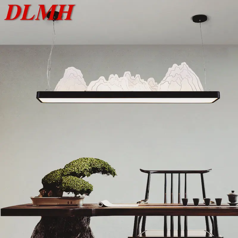 

DLMH LED 3 Colors Pendant Lights Chinese Style Landscape Hanging Lamps and Chandeliers For Tea House Dining Room Decor