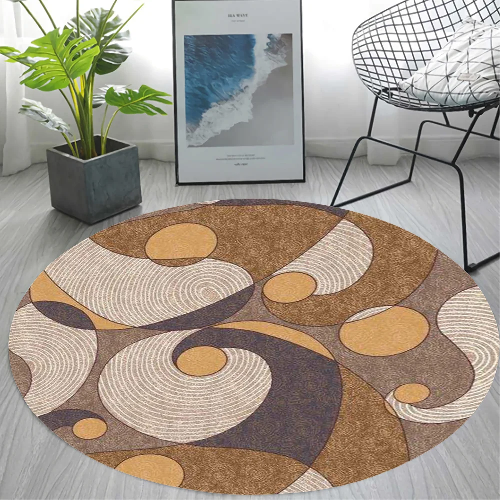 

CLOOCL Flannel Round Carpets Retro Art Spiral Pattern Round Area Rugs for Living Room Bedroom Non-slip Floor Mat Home Decor