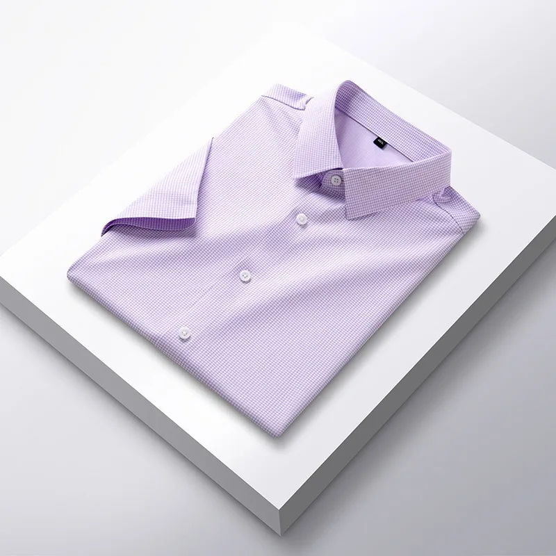 

Shirt short-sleeved men's senior sense of brocade ammonia four-side elastic shirt non-marking non-iron anti-wrinkle casual busin