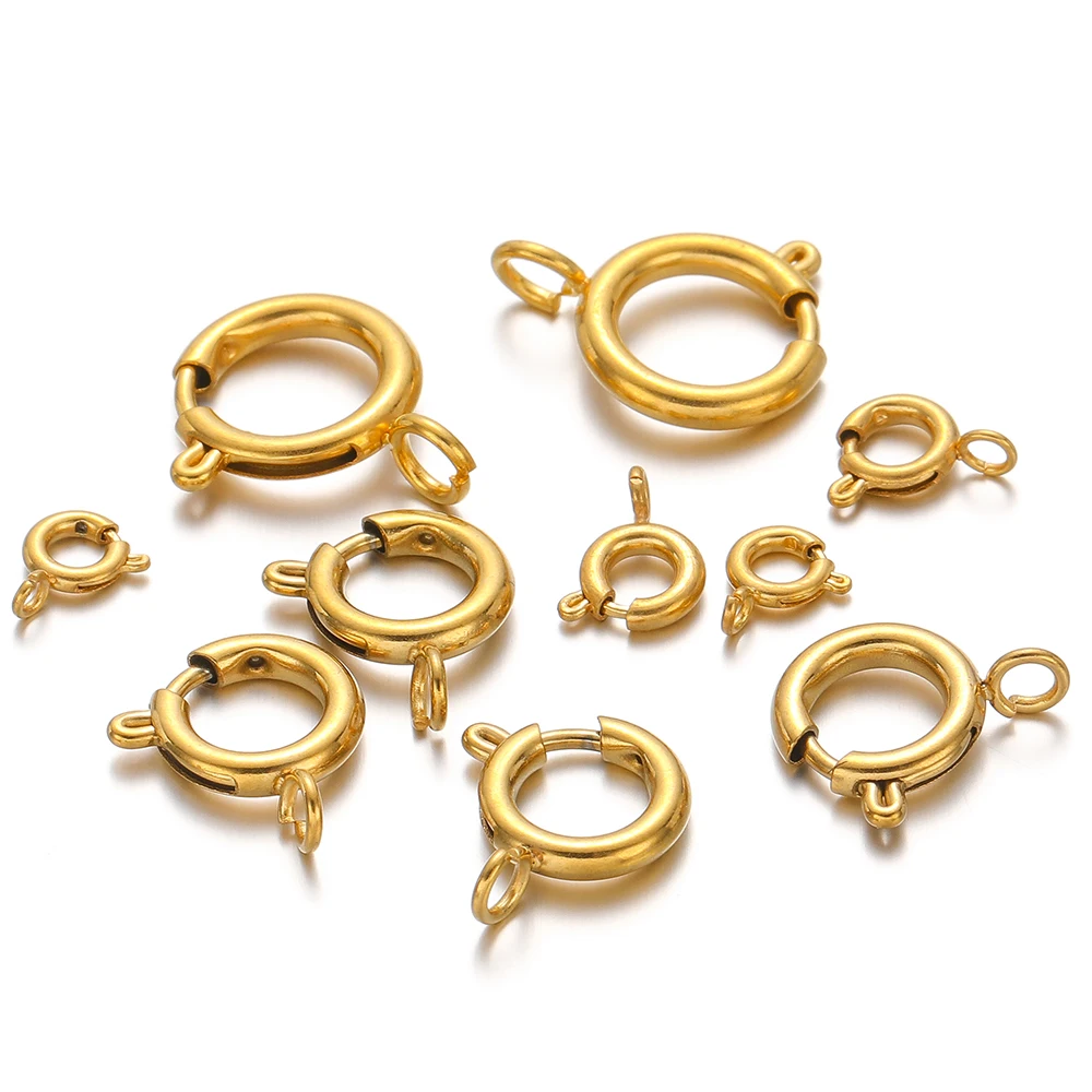 

10pcs Stainless Steel Spring Clasps Round Keychain Clips Hooks Buckle Connectors DIY Jewelry Making Findings Necklace Supplies