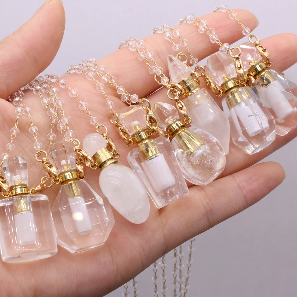 2PCSNatural Stone Clear Quartz Perfume Bottle Pendant Necklace For Jewelry MakingDIY Necklace Accessories Healing Gem Charm Gift
2PCSNatural Stone Clear Quartz Perfume Bottle Pendant Necklace For Jewelry MakingDIY Necklace Accessories Healing Gem Charm Gift