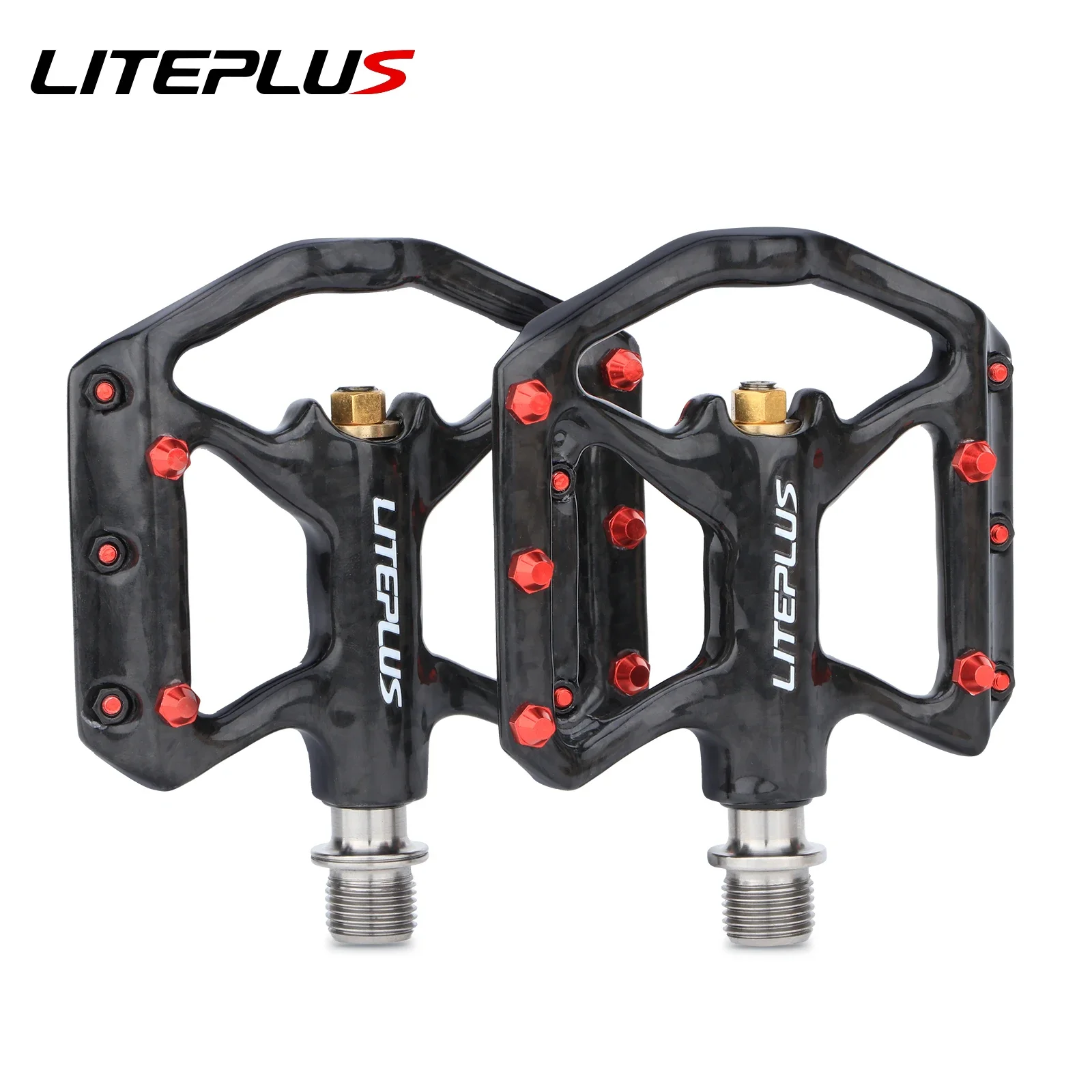 

Liteplus Ultralight Carbon Fiber Pedal Titanium Sealed Bearings Non-Slip For Folding Bicycle Mountain Bike Pedals