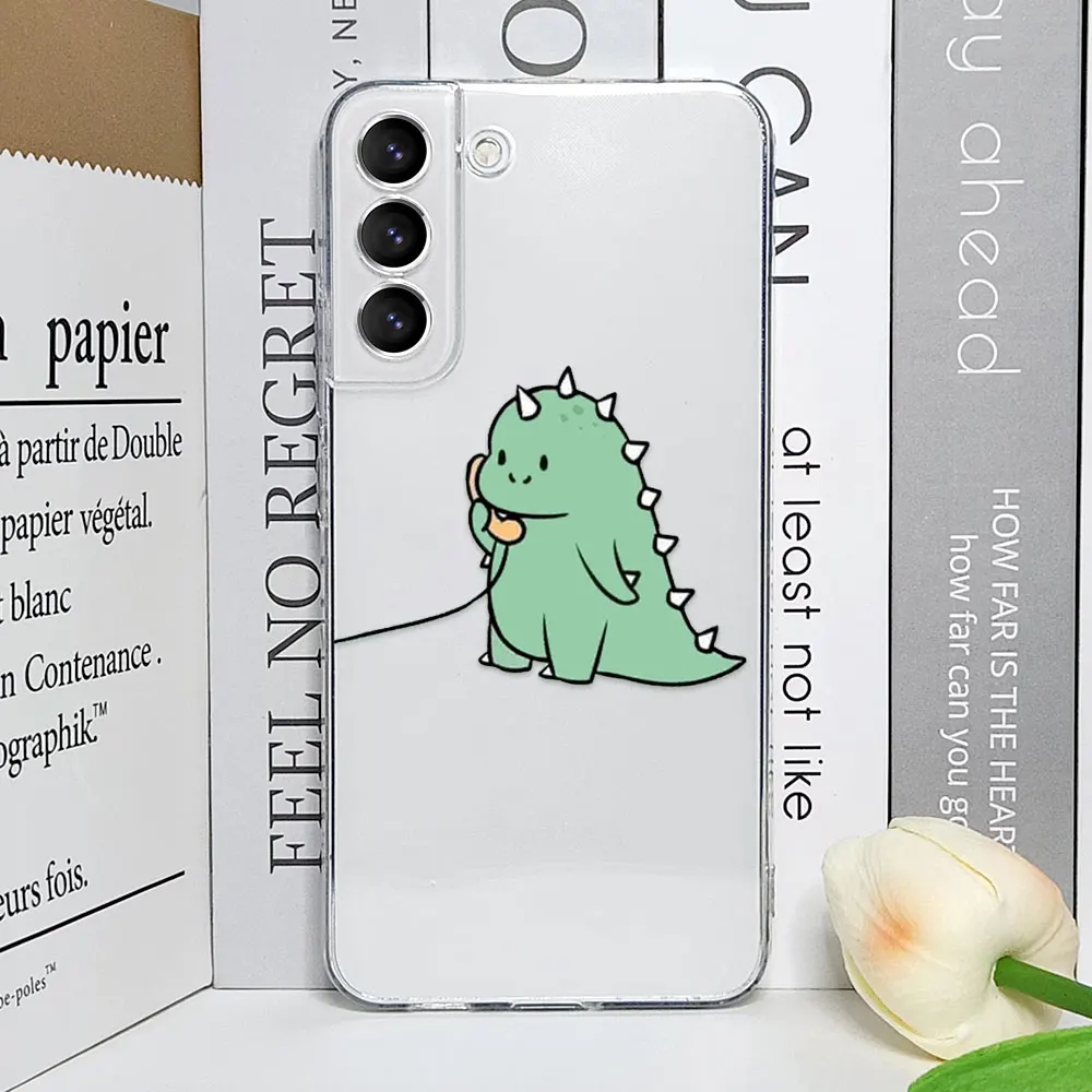 Cute Green Pink Dinosaur Couple Phone Case for Samsung Galaxy S25 S24 S23 S22 S21 Ultra Plus FE clear Soft Covers Paired Fundas Cute Green Pink Dinosaur Couple Phone Case for Samsung Galaxy S25 S24 S23 S22 S21 Ultra Plus FE clear Soft Covers Paired Fundas