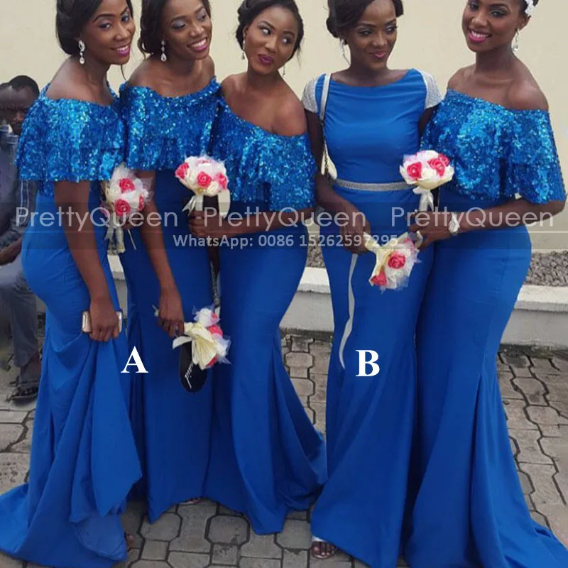 Bling Sequins Mermaid Bridesmaid Dresses Off Shoulder Women Long Light Royal Blue Sheath Trumpet Maid Of Honor Party Dress
Bling Sequins Mermaid Bridesmaid Dresses Off Shoulder Women Long Light Royal Blue Sheath Trumpet Maid Of Honor Party Dress
