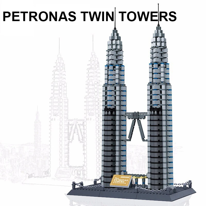 

1175PCS Petronas Twin Towers Kuala Lumpur Building Blocks World Famous Architecture Bricks City Street View Toys Gifts For Kids