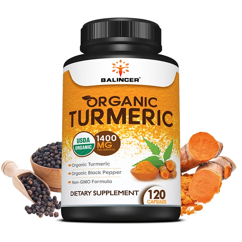 

Balincer Organic Turmeric and Black Pepper Extract 1400 Mg Dietary Supplement,Antioxidant,for Joints,Liver, Non-GMO, Gluten-Free