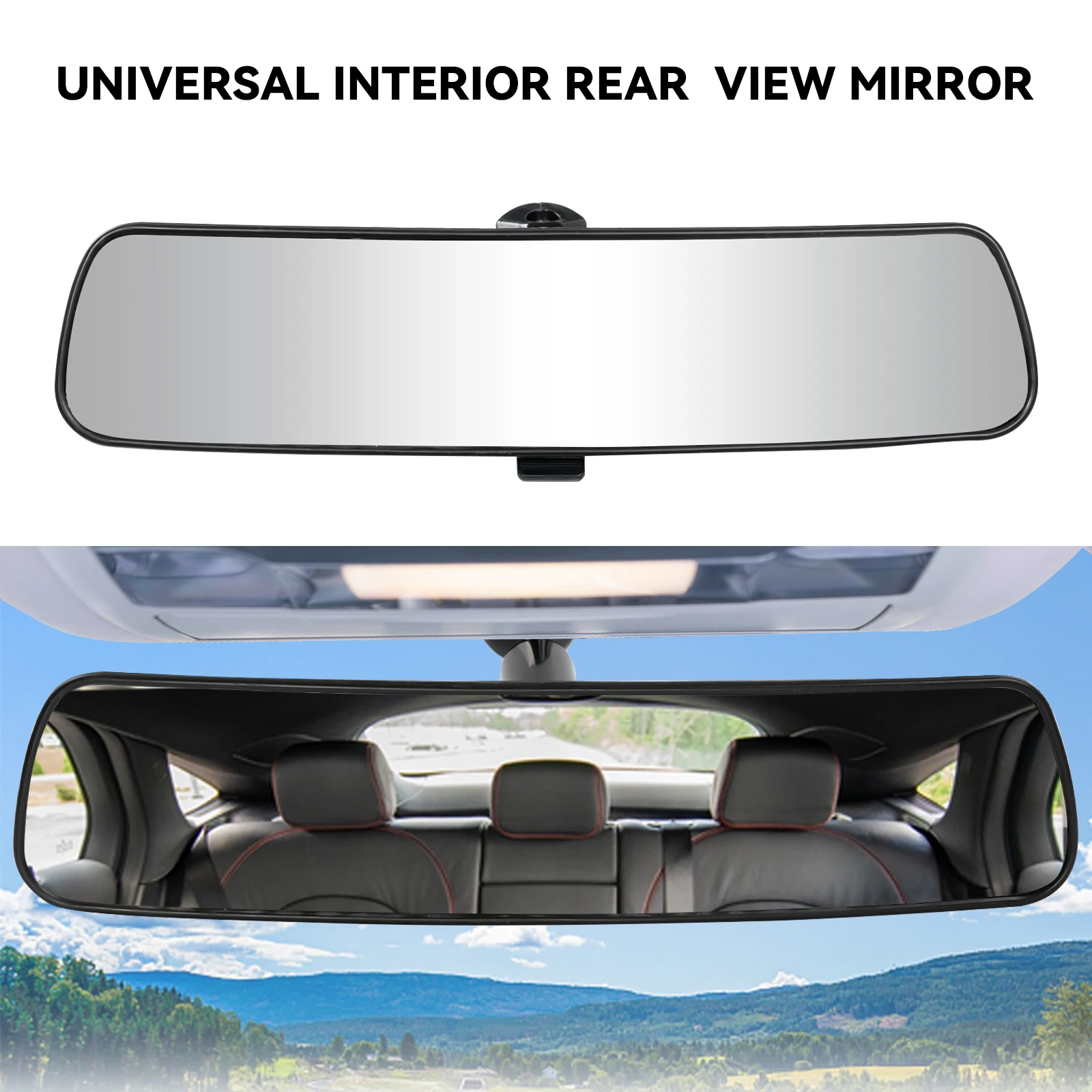 

Wide 25x5.5cm Interior Rear View Mirror Stick On Mirrors Back Seat Baby Rearview Car 360° Rotation Blind Spot Large Angle Travel