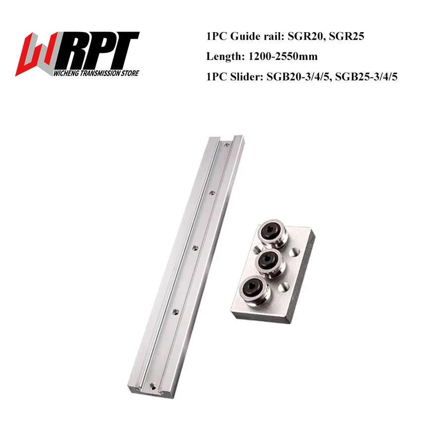 

1PC Built-In Dual-Axis Linear Guide SGR20 SGR25 1200-2550mm+1PC Roller Slider SGB20/25 With 3/4/5 Wheel Lock Series CNC Parts