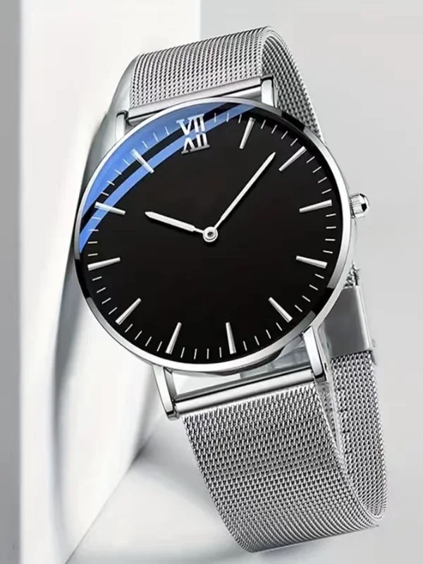 1 men's new ultra-thin fashion trend minimalist Roman mesh quartz watch suitable for daily matching 1 men's new ultra-thin fashion trend minimalist Roman mesh quartz watch suitable for daily matching