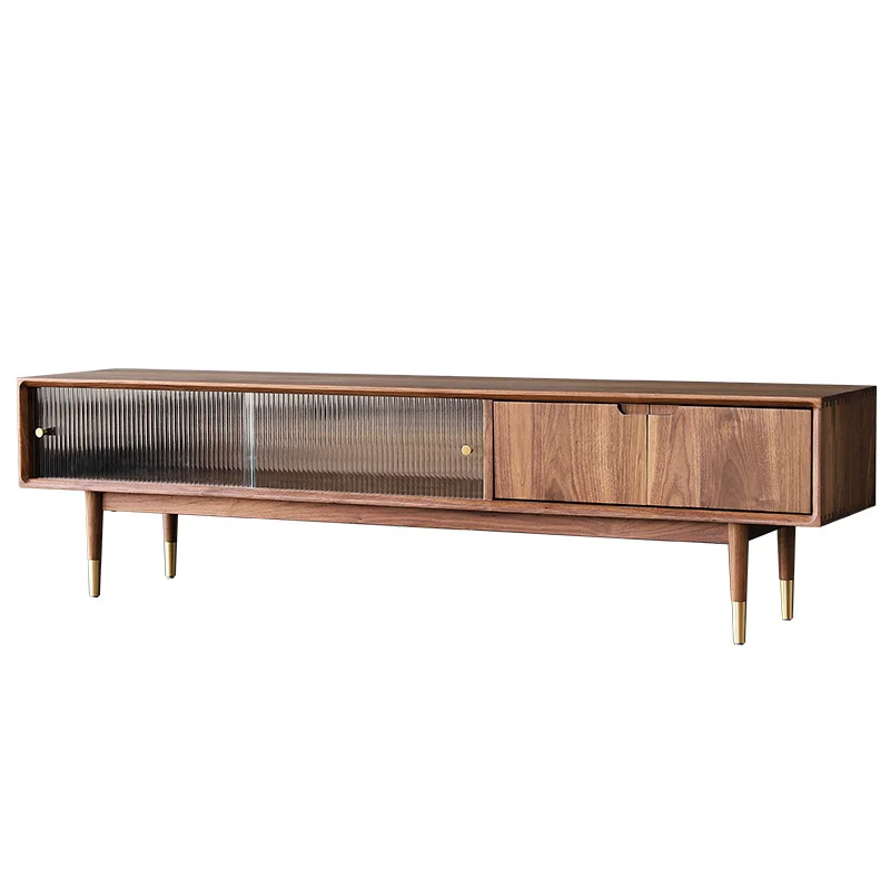 Modern luxury TV cabinet Nordic minimalist style black walnut solid wood coffee table combination living room furniture
Modern luxury TV cabinet Nordic minimalist style black walnut solid wood coffee table combination living room furniture