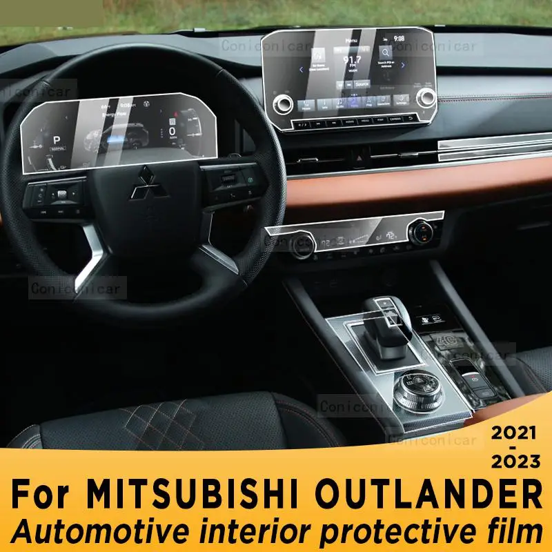 

For MITSUBISHI OUTLANDER 2023 Car Interior Center Console GearBox Panel Navigation Transparent TPU Protective Film Anti-scratc