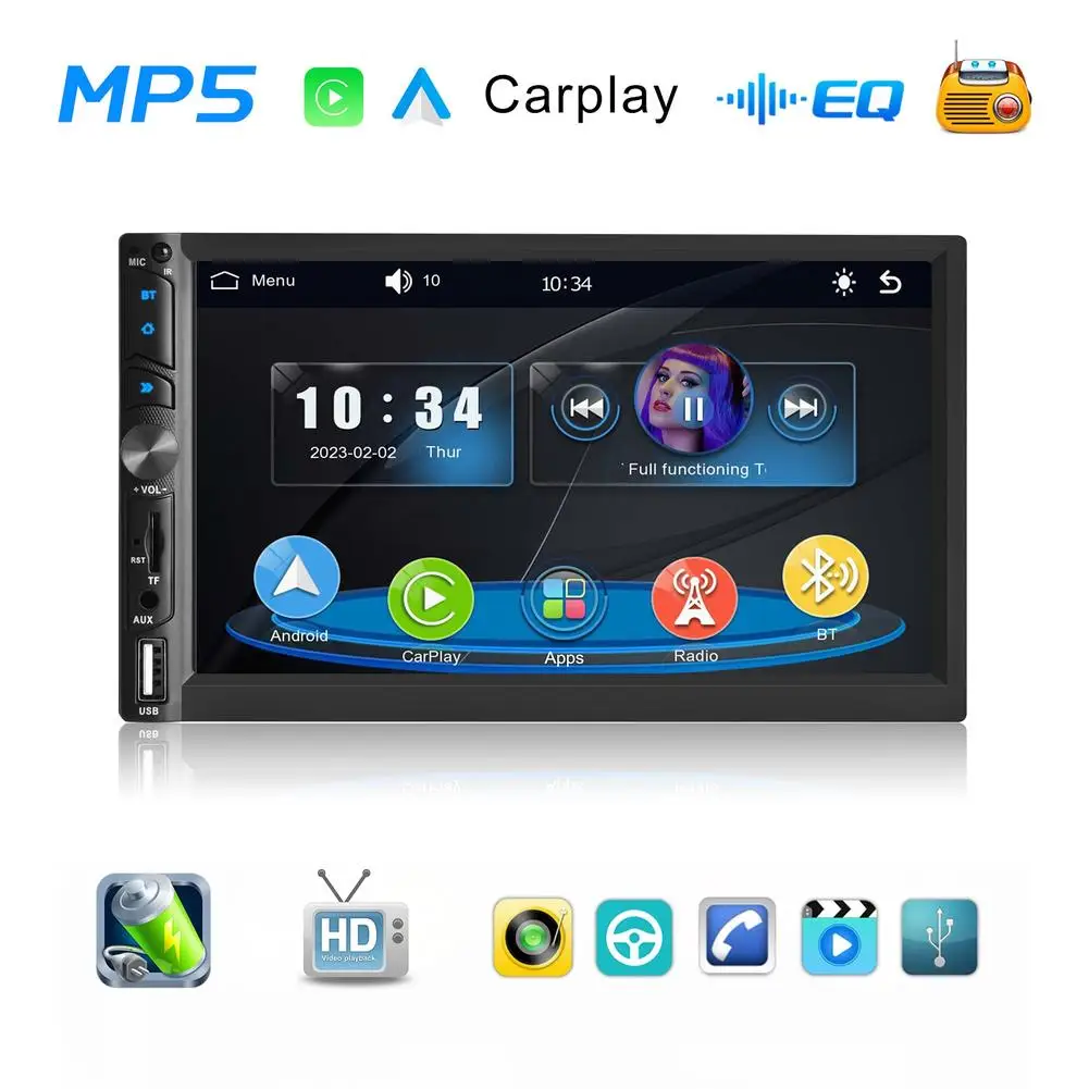 7-inch Dual Din Car Radio Physical Button Universal Wireless Mp5 Player Compatible For Carplay With Microphone
7-inch Dual Din Car Radio Physical Button Universal Wireless Mp5 Player Compatible For Carplay With Microphone