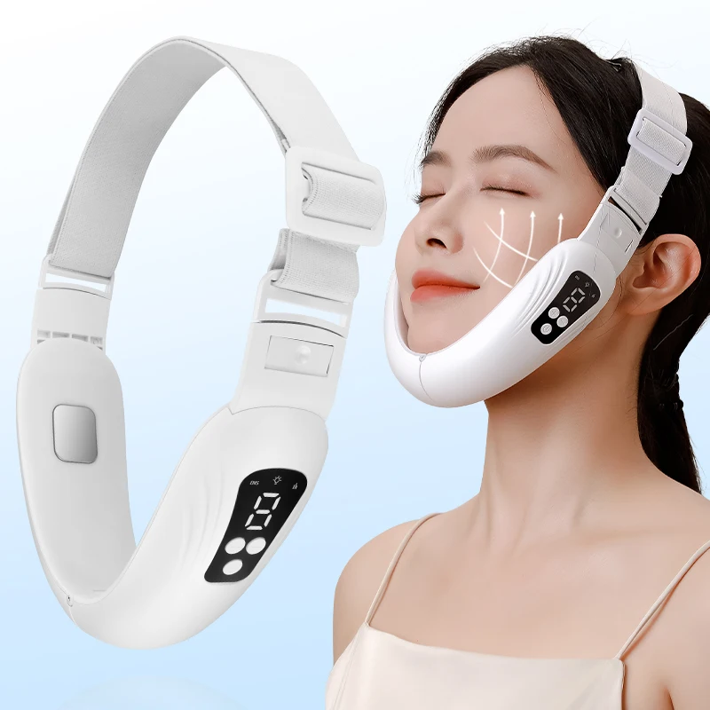 

EMS Face Lifting Machine Microcurrent Double Chin Remover 9 Gears Facial Massager Vibration Slimming Firming V-Face Lift Device