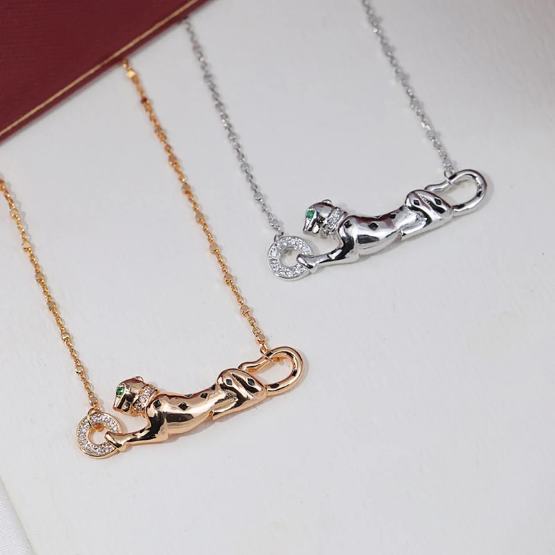 

Classic brand 925 sterling Silver Spotted Leopard necklace Women's fashion high-end luxury jewelry party gifts for couples
