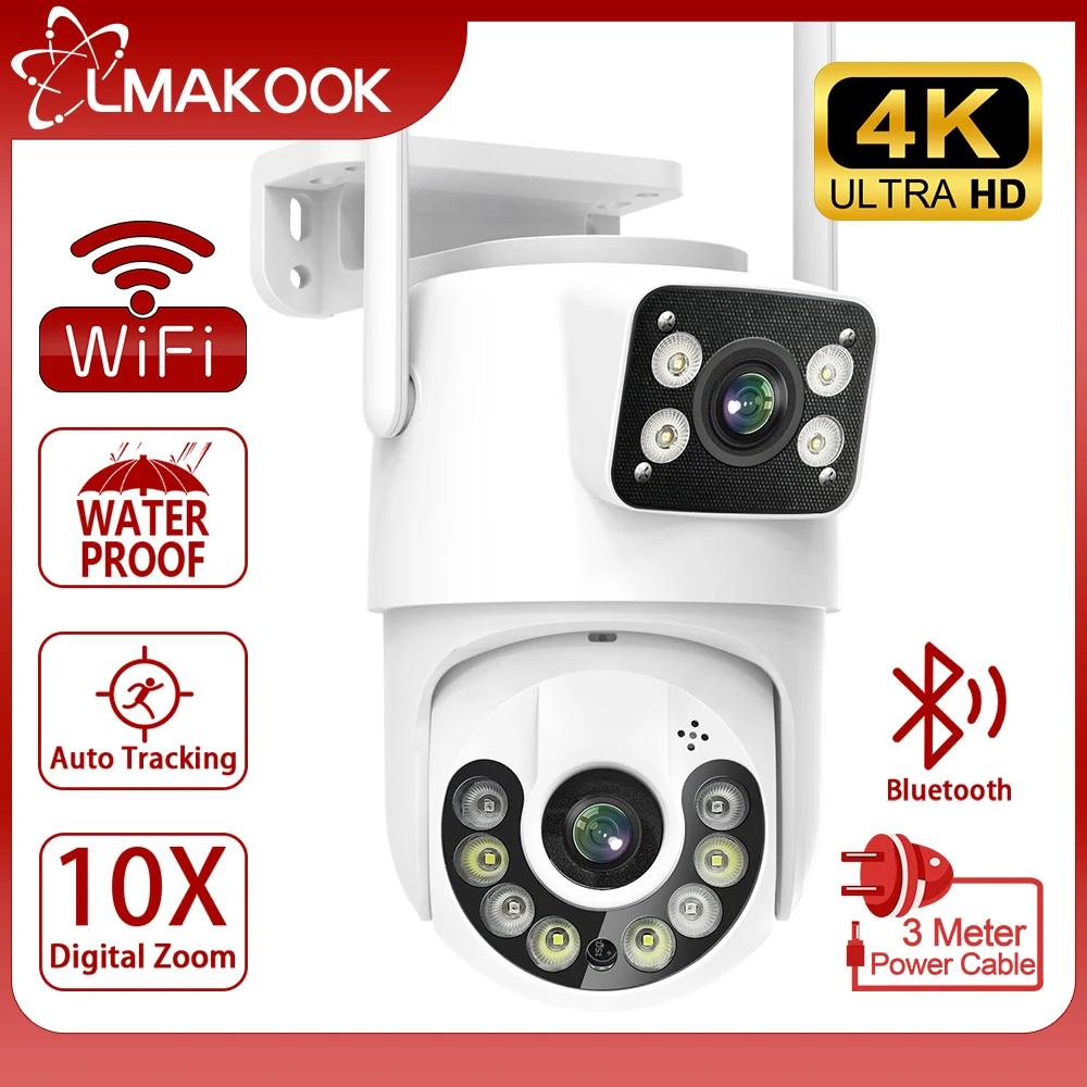 Камера Наружного видеонаблюдения LMAKOOK, 4K, 8 Мп, PTZ, Wi-Fi, угол обзора 120 ° 
Камера Наружного видеонаблюдения LMAKOOK, 4K, 8 Мп, PTZ, Wi-Fi, угол обзора 120 °