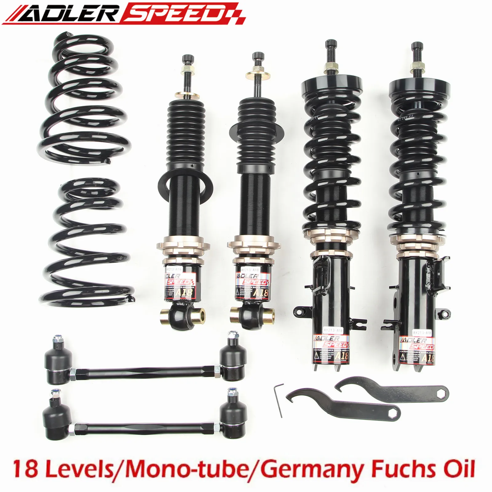 ADLERSPEED 18 Level Damper Adjust Coilovers Shocks Lowering Kit For Chevrolet Camaro Coupe 2010-15
ADLERSPEED 18 Level Damper Adjust Coilovers Shocks Lowering Kit For Chevrolet Camaro Coupe 2010-15