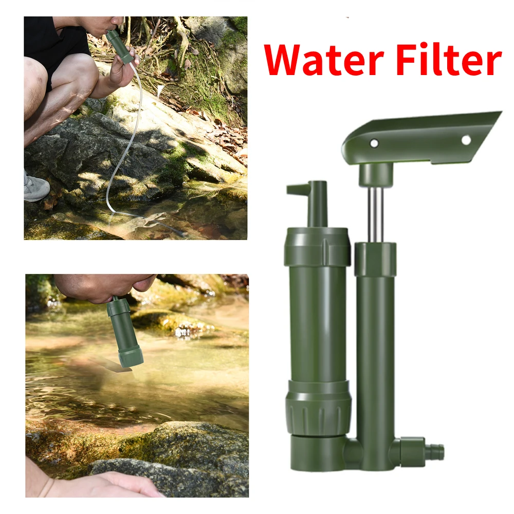 

Hand Pump Water Filter Camping Water Purifier Filtration System Survival 500ml Water Bag Storage Bag Outdoor Camping Adventure